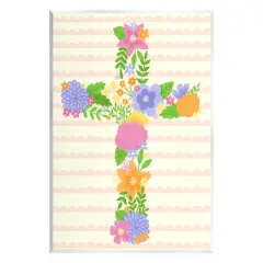 Stupell Industries Floral Cross Religious Symbol Wall Plaque Art