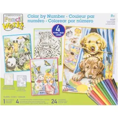 Dimensions&reg; Pencilworks&trade; Friendly Animals Color By Number Kit