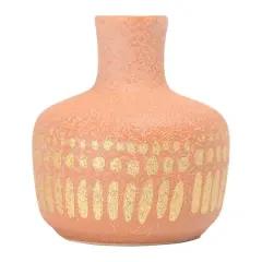 Hello Honey&reg; Stoneware Vases with Gold Pattern Set Terracotta