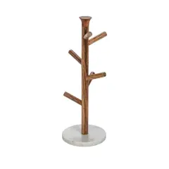 Hello Honey&reg; 17" Tall Mango Wood & Marble Mug Rack