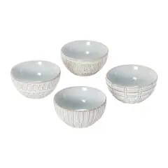 Hello Honey&reg; 4" White Debossed Stoneware Bowl Set, 4ct.