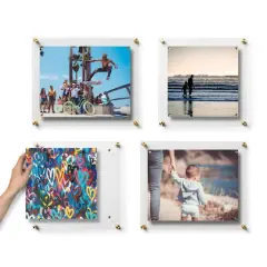 Wexel Art Mixed Single Panel Acrylic Floating Wall Frames & Magnets Set of 4 Gold