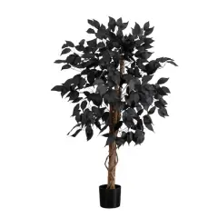 3ft. Artificial Halloween Black Ficus Tree with Natural Trunk