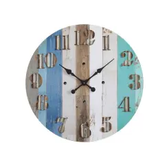 Hello Honey&reg; Multicolor Wood Wall Clock with Corrugated Metal Numbers
