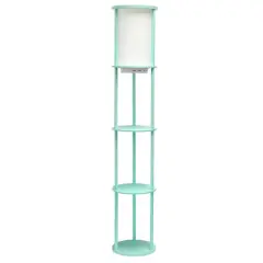 Simple Designs&trade; 62.5" Round Floor Lamp with 2 USB Ports and 1 Outlet Aqua