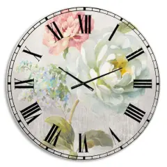 Designart Country Flower Bouquet Cabin Wall Clock Pink