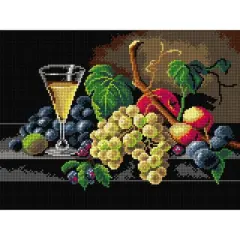 Orchidea Gobelin Severin Roesen - Still Life with Champagne Glass Halfstitch Canvas