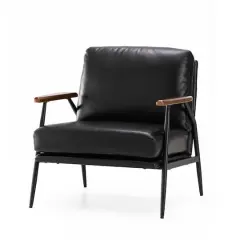 Glitzhome&reg; 28" Modern Black Faux Leather Accent Armchair