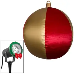 4.5ft. Airblown&reg; Inflatable Mixed Media Hanging Velvet Ornament Round Vertical Stripes with External Spotlight