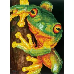 Diamond Dotz&reg; Intermediate Level Green Tree Frog Diamond Painting Kit