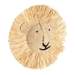 Hello Honey&reg; 16.5" Natural Savannah King Raffia Lion Wall Art
