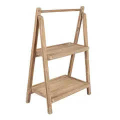 Hello Honey&reg; 3ft. 2-Tier Natural Wood Folding Storage Stand