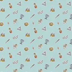 Harry Potter Aqua Watercolor Elements Precut Cotton Fabric