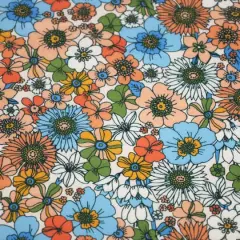 Fabric Merchants Retro Floral Double Brushed Stretch Fabric