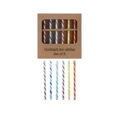 Hello Honey&reg; 6-Piece Multicolor Glass Cocktail Stir Stick Set with Stripes