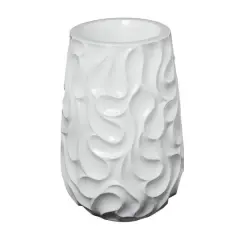 24" White Wave Textured Vase