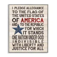 Stupell Industries Pledge of Allegiance Patriotic Framed Giclee Art Gray