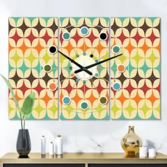 Designart Abstract Retro Geometric Pattern V Oversized Mid-Century Modern Multipanel Wall Clock