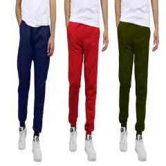 Galaxy by Harvic Men's Fleece-Lined Jogger Sweatpants 3 Pack Navy/Red/Olive