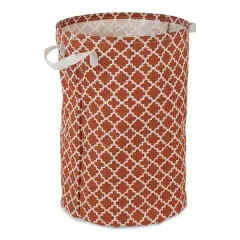 DII&reg; Round Lattice PE-Coated Cotton Polyester Laundry Hamper Cinnamon