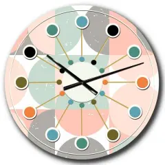 Designart 'Retro Pastel Circular Pattern Ii Mid-Century Modern Wall Clock
