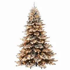7.5ft. Pre-Lit Flocked Princess Pine Artificial Christmas Tree, Clear Lights
