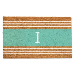 Teal Monogram Stripe Doormat I