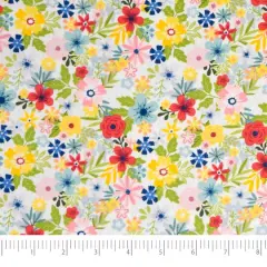 SINGER Patriotic White Floral Cotton Fabric