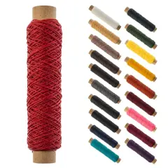 Gudebrod 0.018" 3 Ply Waxed Thread Bobbin, 75ft. Red