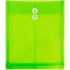 JAM Paper 9.75" x 13" Lime Green Plastic Button String Open End Envelopes, 108ct.