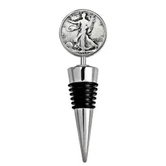 Silver Walking Liberty Half Dollar Coin Wine Stopper
