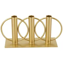 11" Gold Metal Overlapping Circular Ring Candelabra