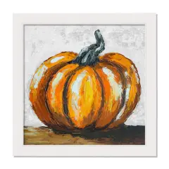 Painterly Pumpkin Wall Art in White Frame