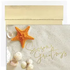 JAM Paper 5" x 7" Starfish Seasons Greetings Cards & Envelopes Set, 18ct.