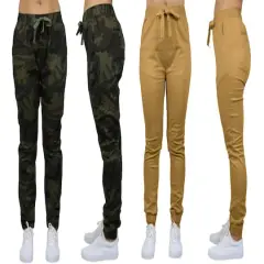 Galaxy By Harvic Loose Fit Stretch Twill Women's Joggers 2 Pack Camouflage/Timber