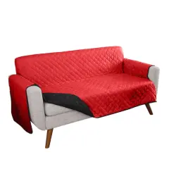 Home Details Reversible Quilted Furniture Sofa Protector Burgundy/Black