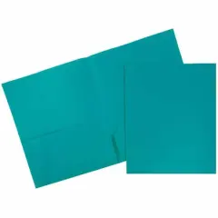 JAM Paper 9.5" x 11.5" Plastic 2-Pocket POP Folder Teal