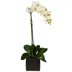 20" Orchid Artificial Arrangement in Black Planter