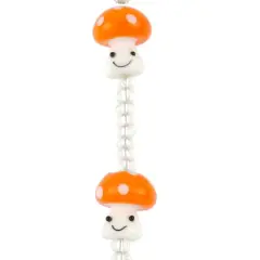 Orange Lampwork Glass Mushroom Beads by Bead Landing&trade;
