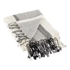 DII&reg; Black Plaid Bold Herringbone Throw