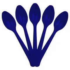JAM Paper Premium Disposable Plastic Spoons, 48ct. Navy Blue