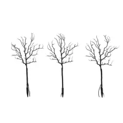 14in. Pre-Lit Artificial Halloween Black Twig Branches with 45 Orange LED Lights and Integrated Ground Stake - Set of 3