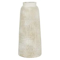 17" White Terracotta Coastal Vase