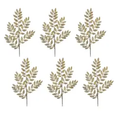 26.5" Glittered Leaf Sprays, 6ct. Green