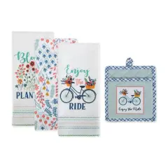 Easter Folk Garden Kitchen Textiles, Potholder & Dishtowel, Enjoy the Ride Set