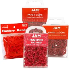 JAM Paper Desk Essentials Office Supply Kit Red