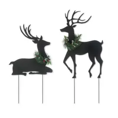 Glitzhome&reg; Metal Reindeer Silhouette Yard Stake Set