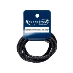 Realeather&reg; 3mm Back Round Braided Leather Lace