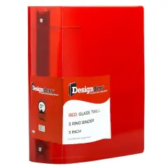 JAM Paper 3" Glass Twill Plastic 3-Ring Binder Red