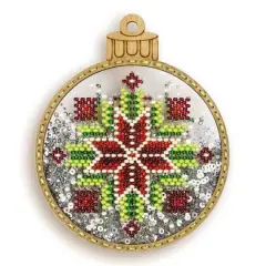Wonderland Crafts Red & Green Star Ball Ornament Bead Embroidery Kit